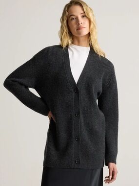 Quince Womens Mongolian Cashmere Oversized Boyfriend Cardigan Sweater